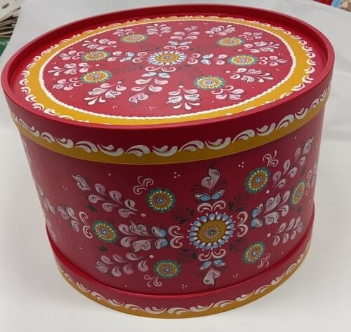 С 152 НХП. Короб. Шенкурская красная рoспись