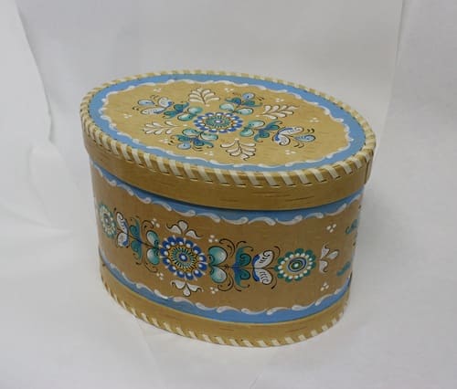 С 444 НХП. Короб. Шенкурская синяя роспись.