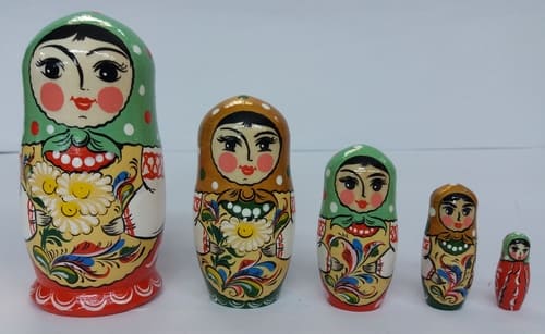 Р 430 Матрешка 5-местная. Уфтюжская роспись.