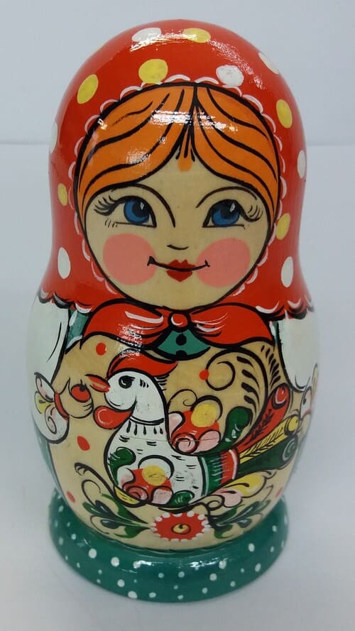 Р 477.Матрешка Онежская роспись. Птичка. Одноместная.