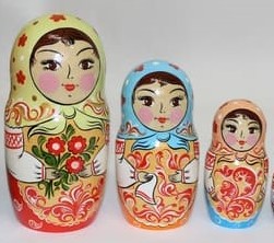 Р 430 Матрешка 3-местная. Северодвинская роспись.