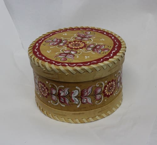 С 414 НХП. Шкатулка. Шенкурская красная роспись.