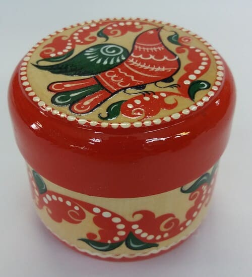 С 464 НХП. Шкатулка. Северодвинская роспись